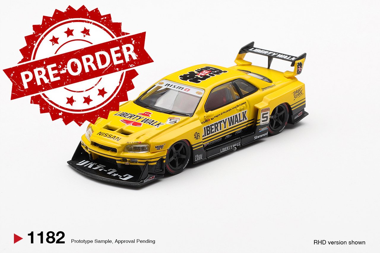 (Pre-order) MINI GT #1182 Nissan LB-ER34 Super Silhouette SKYLINE Sport Yellow