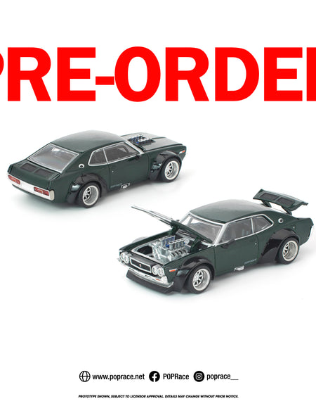 (Pre-order) POPRACE 1/64 LAUREL C130 GREEN Diecast Model Car #PR640331