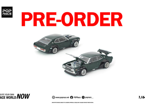 Load image into Gallery viewer, (Pre-order) POPRACE 1/64 LAUREL C130 GREEN Diecast Model Car #PR640331
