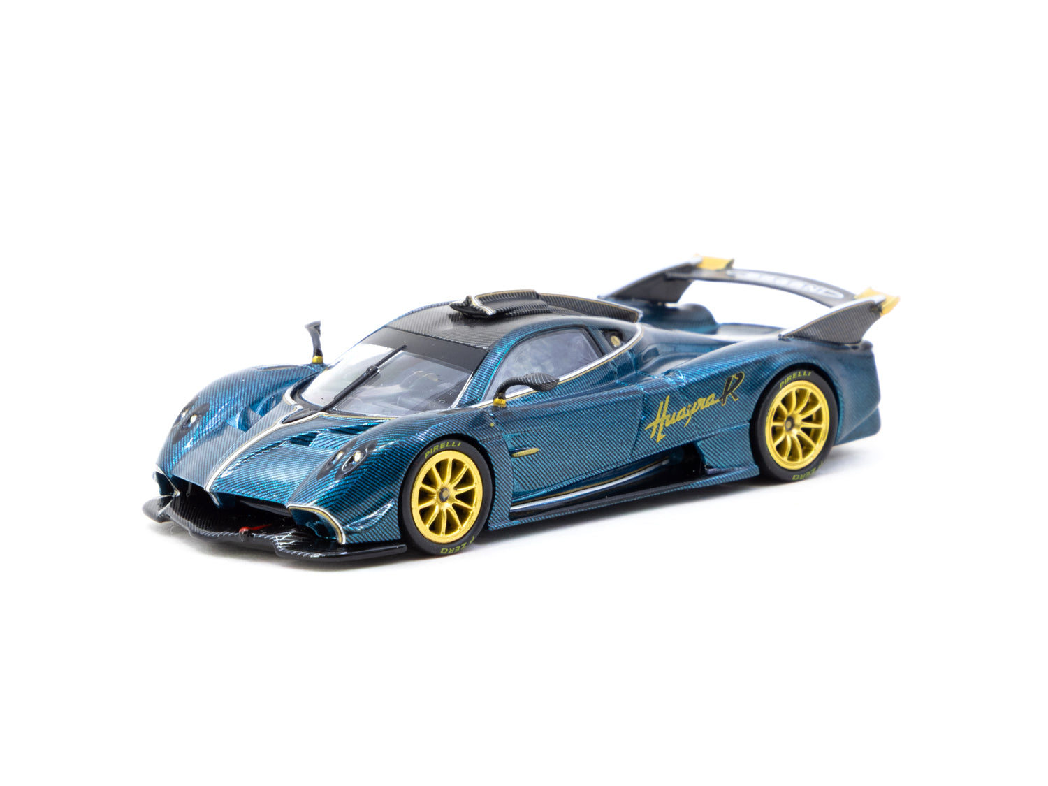 Tarmac Works 1/64 GLOBAL64 Pagani Huayra R Turquoise Carbon Fiber Model Car