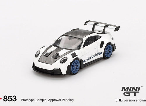 Load image into Gallery viewer, (Pre-order) Mini GT #853 Porsche 911 (992) GT3 RS Weissach Package White Blu RHD
