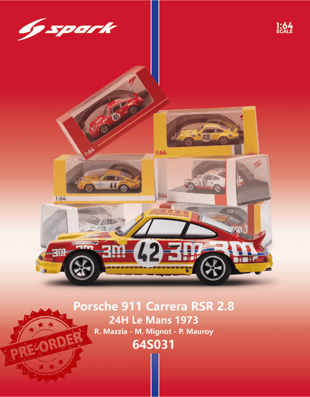 (Pre-order) Sparky 1/64 - Porsche 911 Carrera RSR 2.8 No.42 24H Le Mans 1973