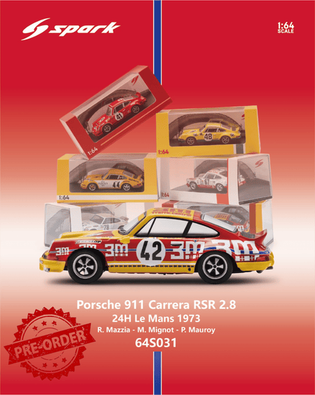 (Pre-order) Sparky 1/64 - Porsche 911 Carrera RSR 2.8 No.42 24H Le Mans 1973