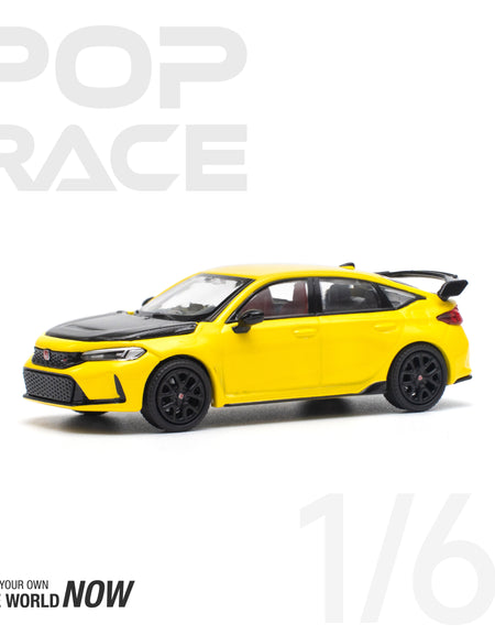 POPRACE 1/64 HONDA CIVIC FL5 TYPE-R SUNLIGHT YELLOW Model Car