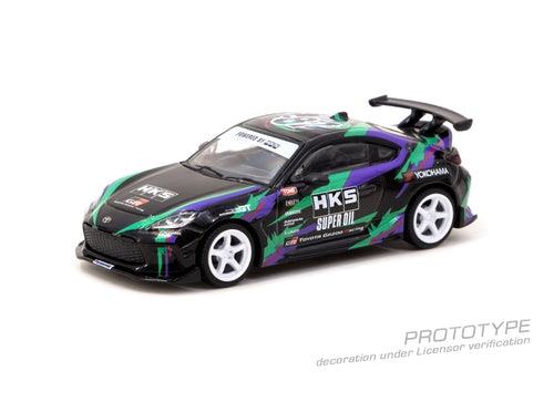 Load image into Gallery viewer, Tarmac Works 1/64 HKS Toyota GR86 Black Diecast Model Car
