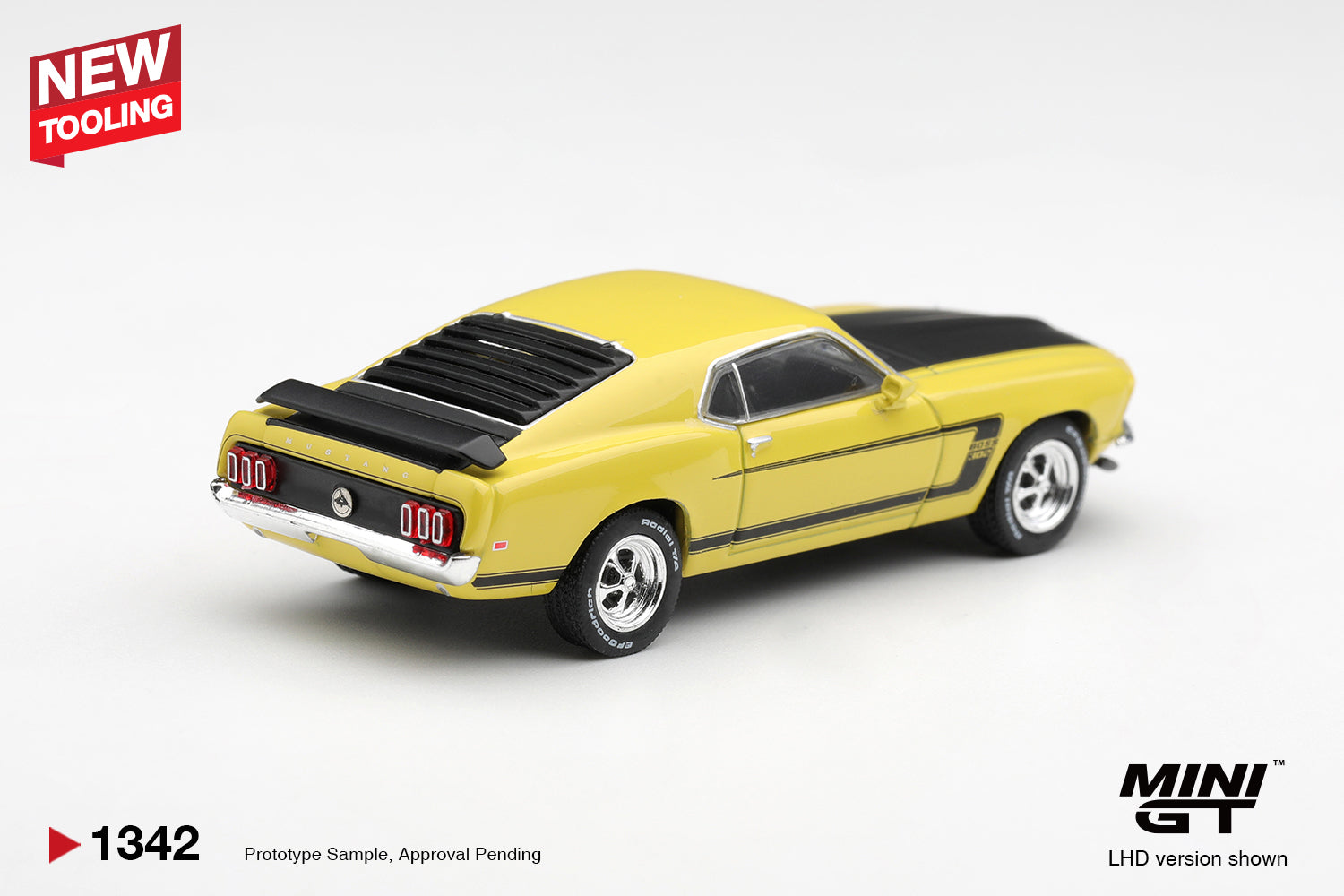 (Pre-order) Mini GT #1342 Ford Mustang Boss 302 Bright Yellow 1969 LHD Diecast