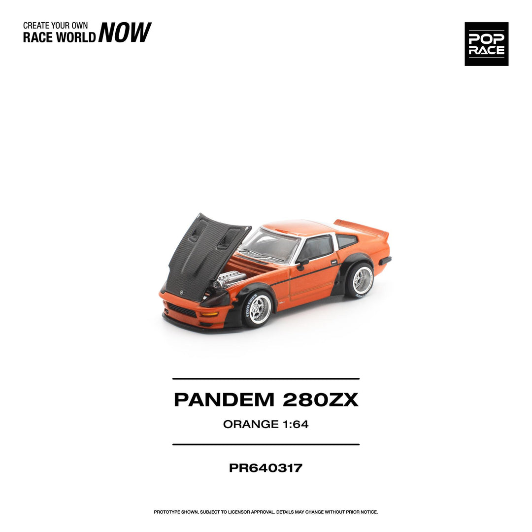(Pre-order) POP RACE 1/64 PANDEM 280ZX ORANGE Diecast Model Car #PR640317