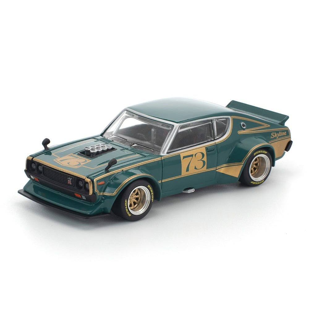 (Pre-order) POPRACE 1/64 KPGC110 KENMERI RACING #73 GREEN/GOLD Model Car