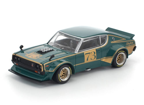 Load image into Gallery viewer, (Pre-order) POPRACE 1/64 KPGC110 KENMERI RACING #73 GREEN/GOLD Model Car
