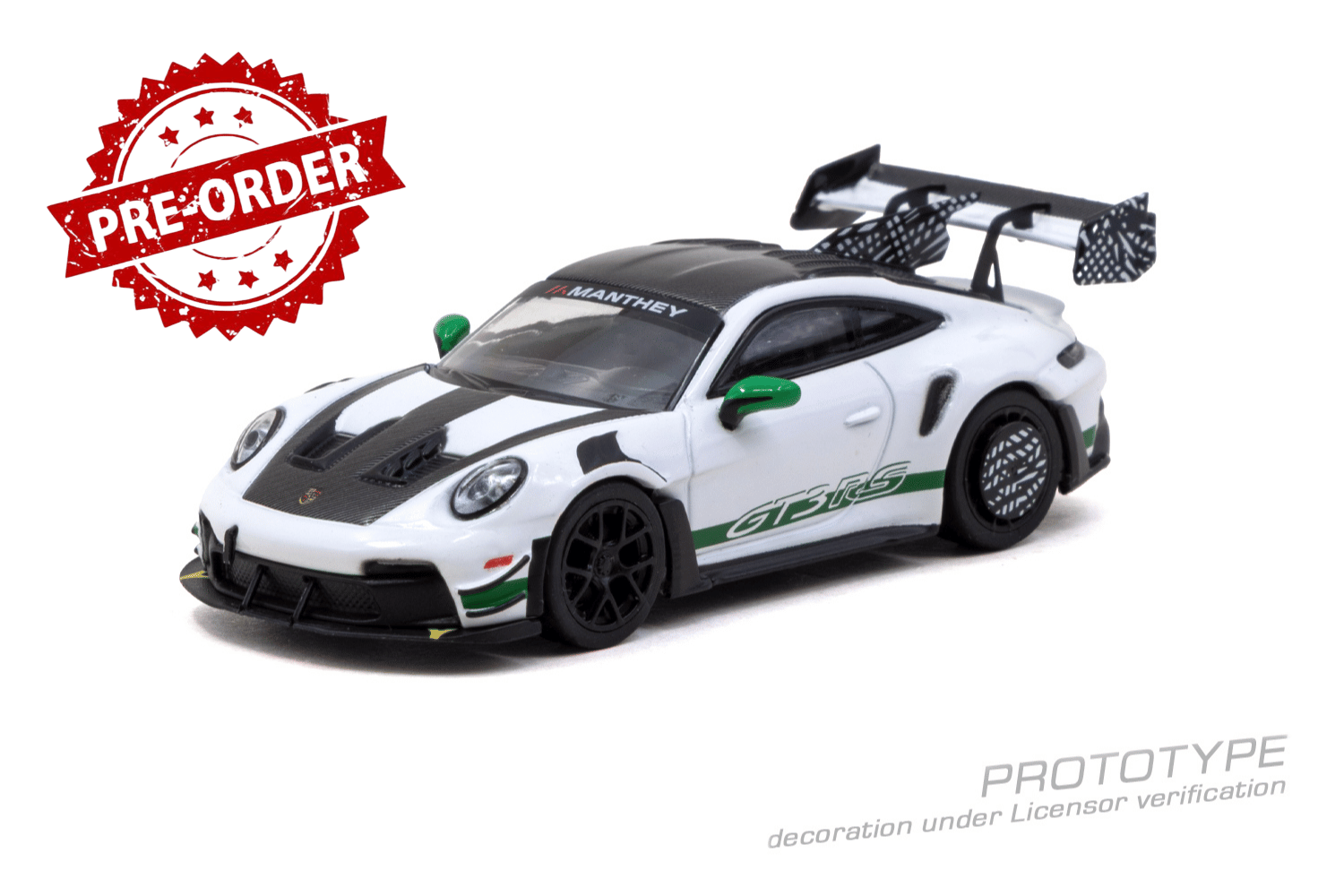 (Pre-order) Tarmac Works 1/64 Porsche GT3RS(992.1) MR White Green Diecast Model
