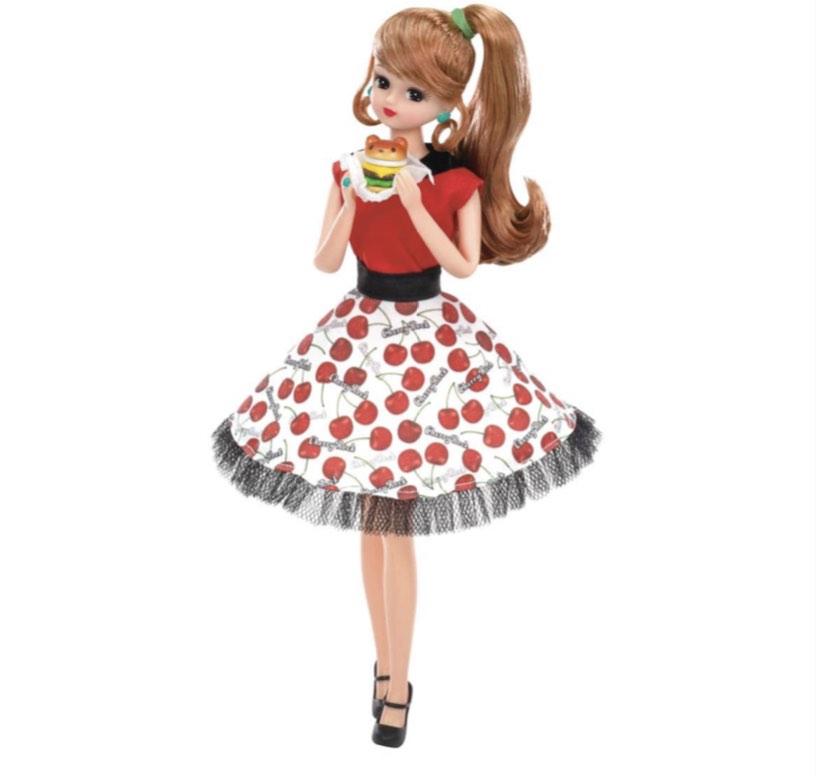 Takara Tomy Licca Chan Doll Set - Rockabilly Cherry Dress Set