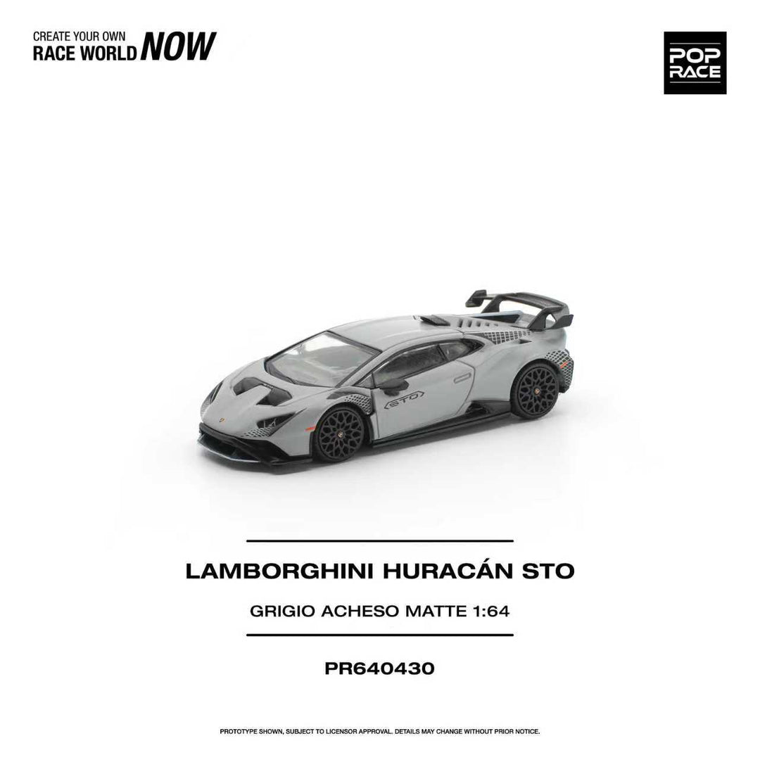 (Pre-order) POP RACE 1/64 LAMBORGHINI HURACAN STO GRIGIO ACHESO MATTE #PR640430
