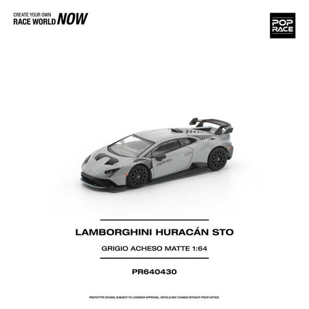 (Pre-order) POP RACE 1/64 LAMBORGHINI HURACAN STO GRIGIO ACHESO MATTE #PR640430