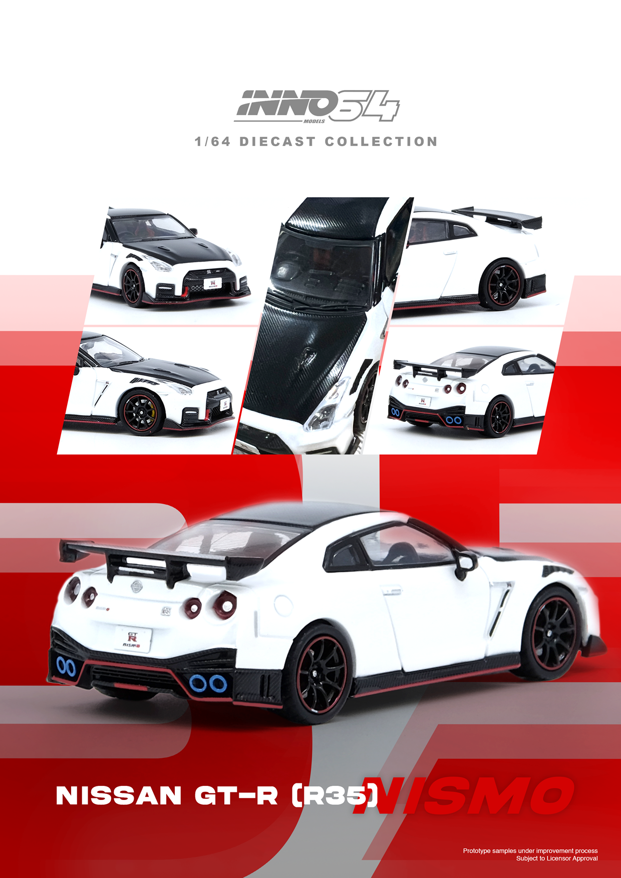 INNO64 1/64 NISSAN GT-R (R35) NISMO White Model Car