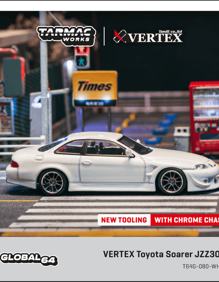 Tarmac Works 1:64 VERTEX Toyota Soarer JZZ30 White Model Car