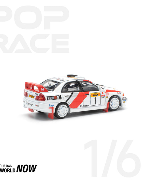 Load image into Gallery viewer, POPRACE 1/64 MITSUBISHI LANCER EVOLUTION IV SAFARI RALLY KENYA 1998
