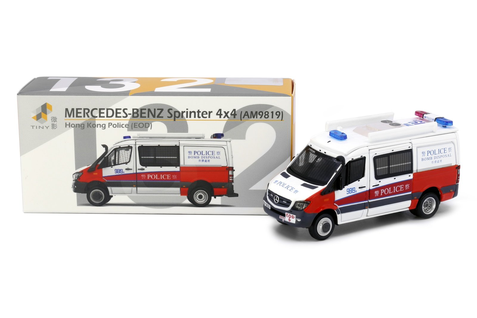 Tiny City 132 Die-cast Model Car - MERCEDES-BENZ Sprinter FL EOD (Red White)