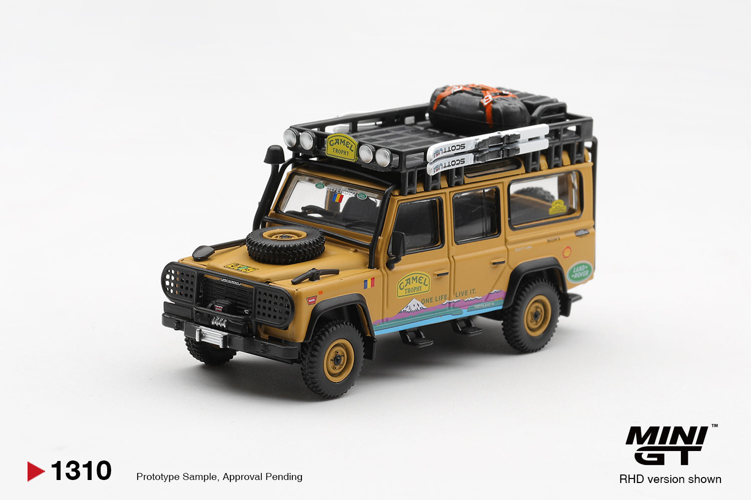 (Pre-order) Mini GT #1310 Land Rover Defender 110 1998 Camel Trophy CT36 Romania