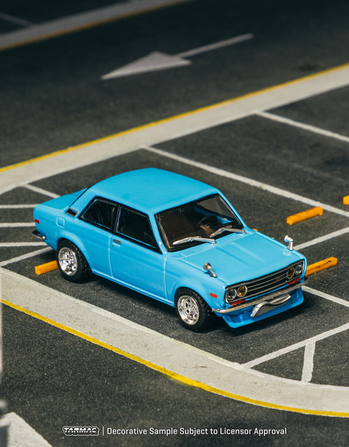 Load image into Gallery viewer, Tarmac Works 1/64 Datsun 510 Light Blue Diecast Model Car
