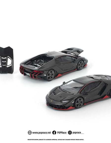 (Pre-order) POPRACE 1/64 LAMBORGHINI CENTENARIO CARBON/RED #PR640436 Model Car