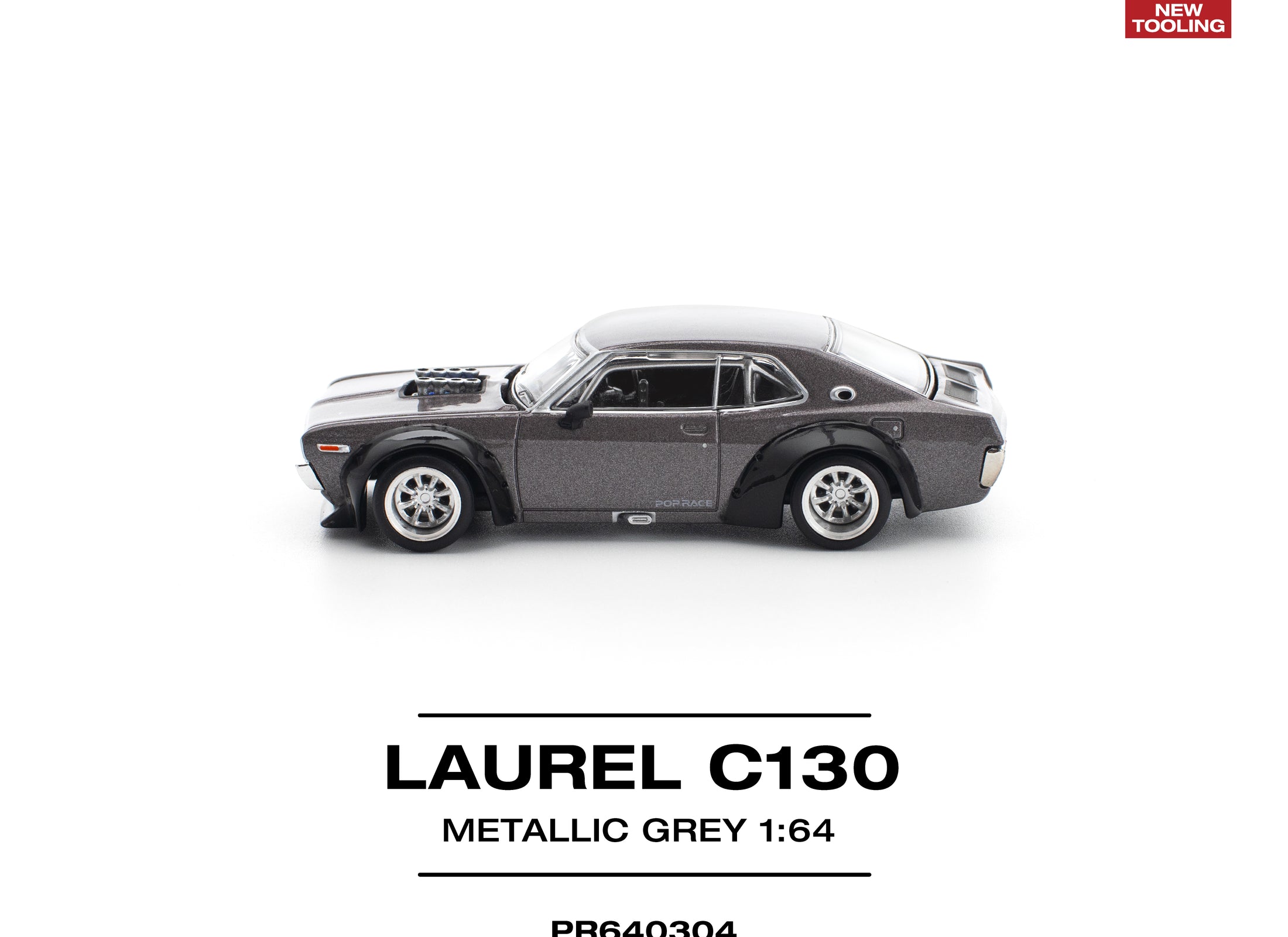 (Pre-order) POPRACE 1/64 LAUREL C130 METALLIC GREY (NEW TOOLING) Diecast Model