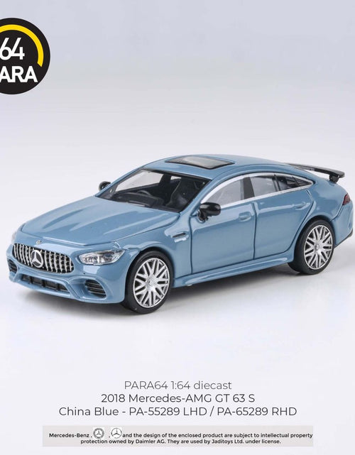 Load image into Gallery viewer, PARA64 1/64 Mercedes-AMG GT 63 S China Blue RHD Diecast Model Car
