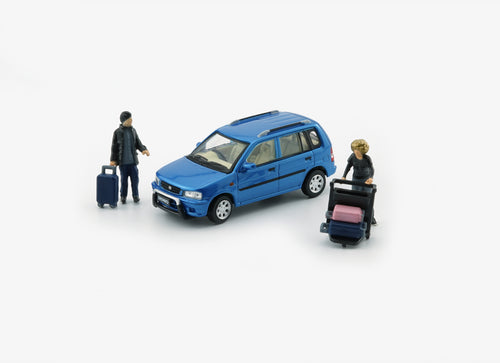 Load image into Gallery viewer, BMC 1/64 Mazda 1994 Demio (Metro) - Blue (RHD) Model with figures
