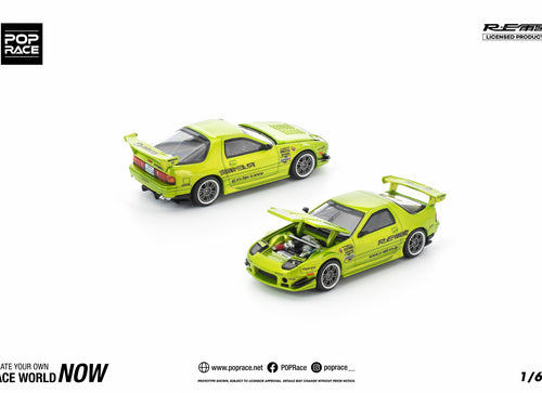 Load image into Gallery viewer, (Pre-order) POPRACE 1/64 MAZDA RX7 FC3S RE-AMEMIYA LUMINOUS GREEN Diecast Car
