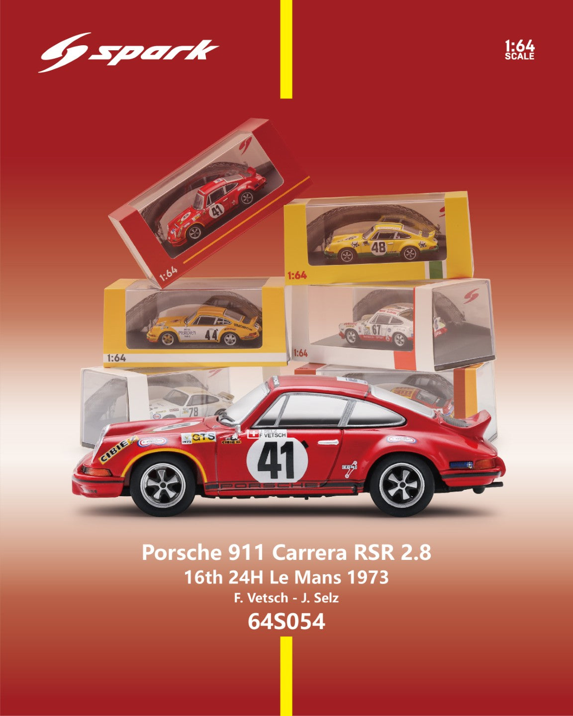 (Pre-order) Sparky 1/64 - Porsche Carrera RSR 2.8 No.41 16th 24H Le Mans 1973
