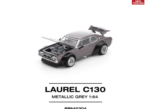 Load image into Gallery viewer, (Pre-order) POPRACE 1/64 LAUREL C130 METALLIC GREY (NEW TOOLING) Diecast Model

