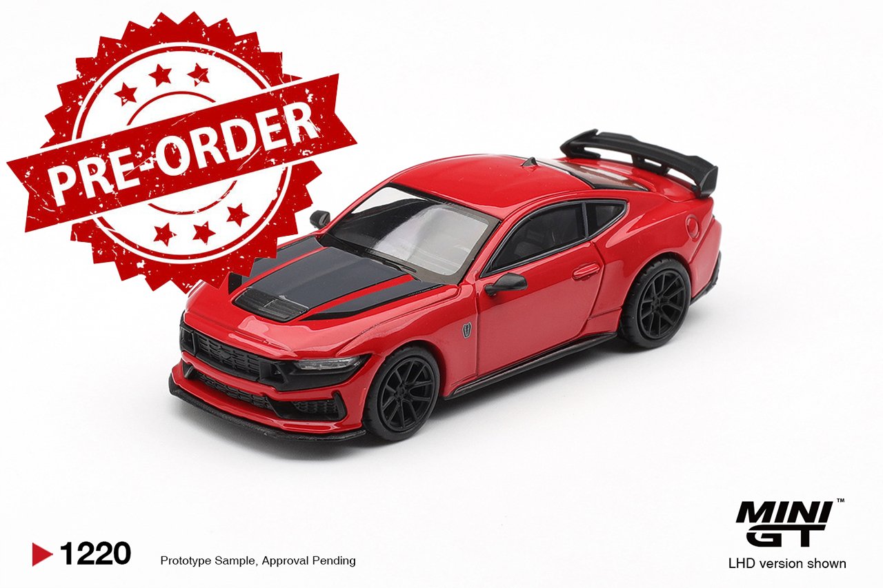 (Pre-order) MINI GT #1220 Ford Mustang Dark Horse Race Red LHD Diecast Model Car