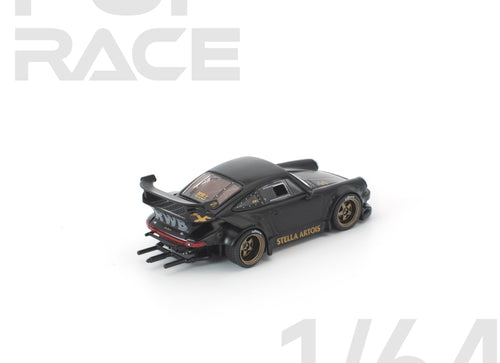 Load image into Gallery viewer, (Pre-order) POP RACE 1/64 RWB 930 MATTE BLACK "STELLA ARTOIS" Diecast #PR640468
