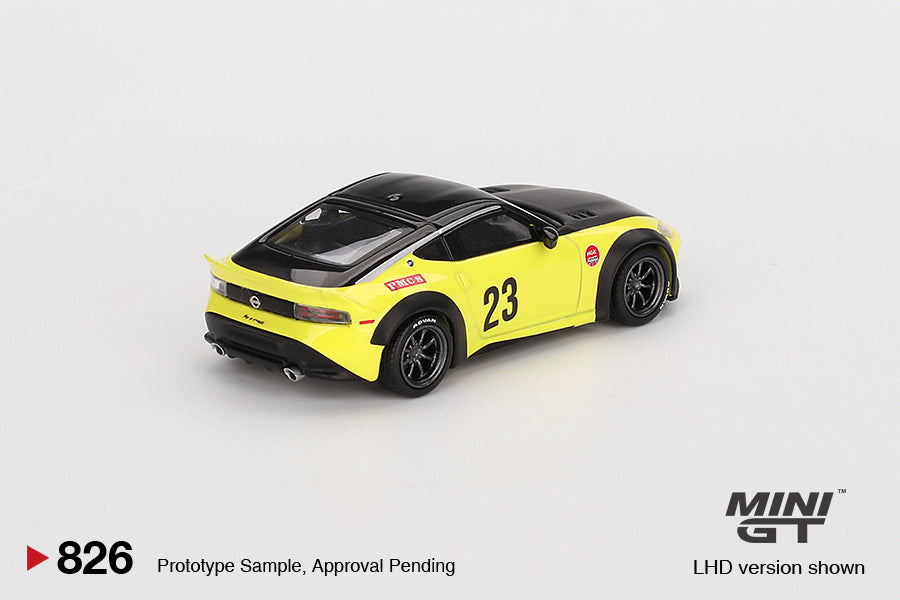 Mini GT #826 Nissan Z LB NATION WORKS Ikazuchi Yellow Model Car LHD
