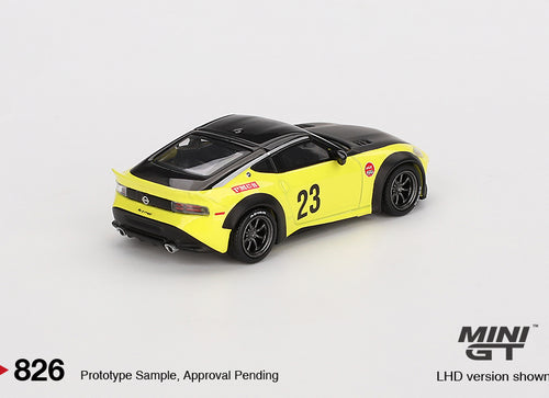 Load image into Gallery viewer, Mini GT #826 Nissan Z LB NATION WORKS Ikazuchi Yellow Model Car LHD
