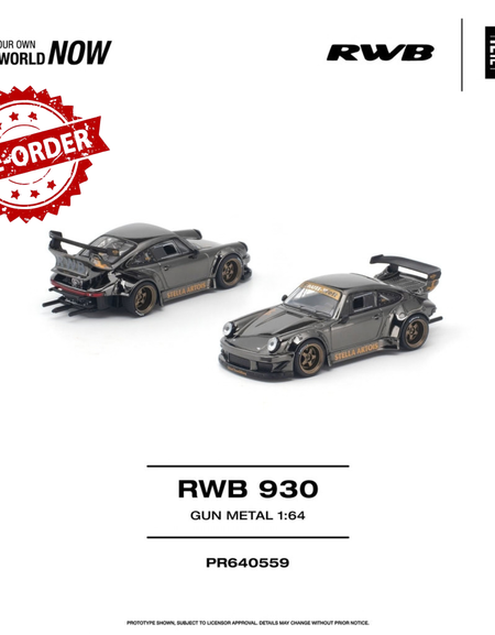 (Pre-order) POPRACE 1/64 - RWB 930 GUN METAL Opening Rear Engine Cover
