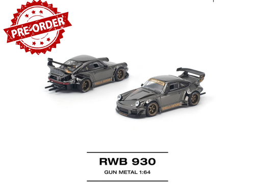 Load image into Gallery viewer, (Pre-order) POPRACE 1/64 - RWB 930 GUN METAL Opening Rear Engine Cover

