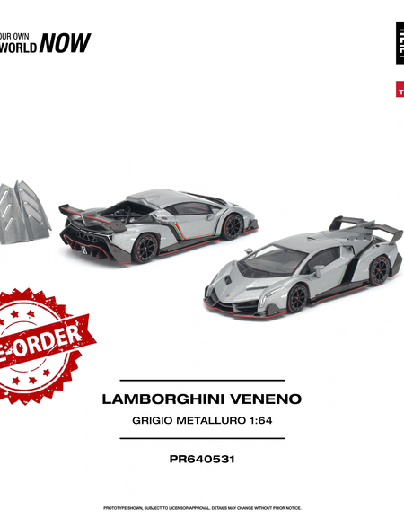 (Pre-order) POP RACE Lamborghini Veneno Grigio Metalluro New Tooling #PR640531