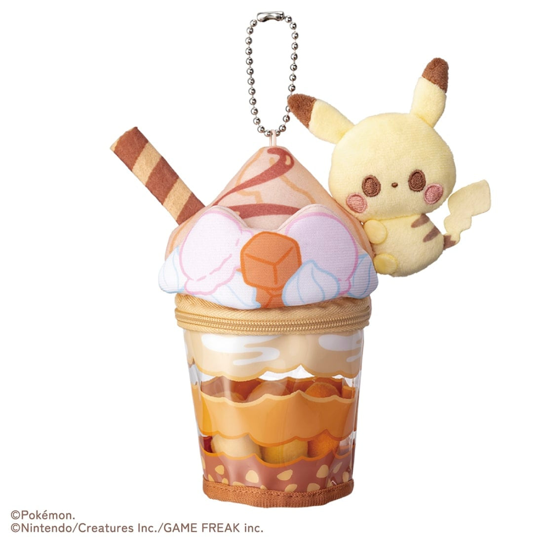 Takara Tomy Pokemon PokePiece Pikachu Caramel Parfait Plush Charm