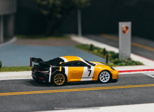 Load image into Gallery viewer, (Pre-order) Tarmac Works 1/64 Porsche 911 GT3 (992) Yellow / Black Diecast Model
