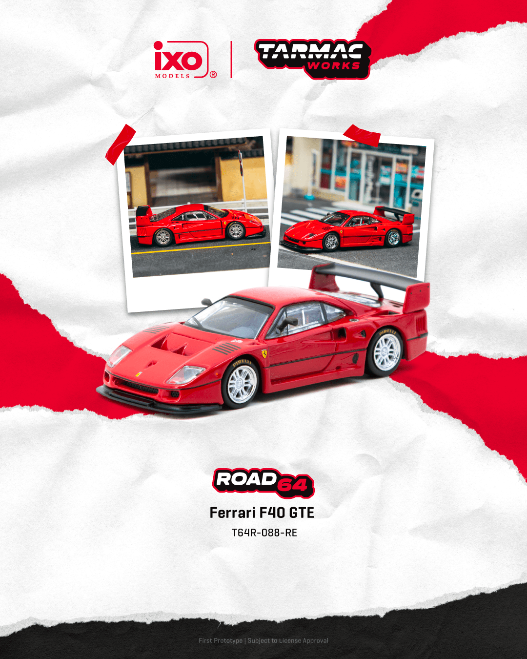 (Pre-order) Tarmac Works 1/64 Ferrari F40 GTE Red Diecast Model Car