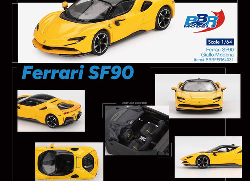 Load image into Gallery viewer, BBR 1/64 Ferrari SF90 Giallo Modena Diecast Model Car #BBRFER64031
