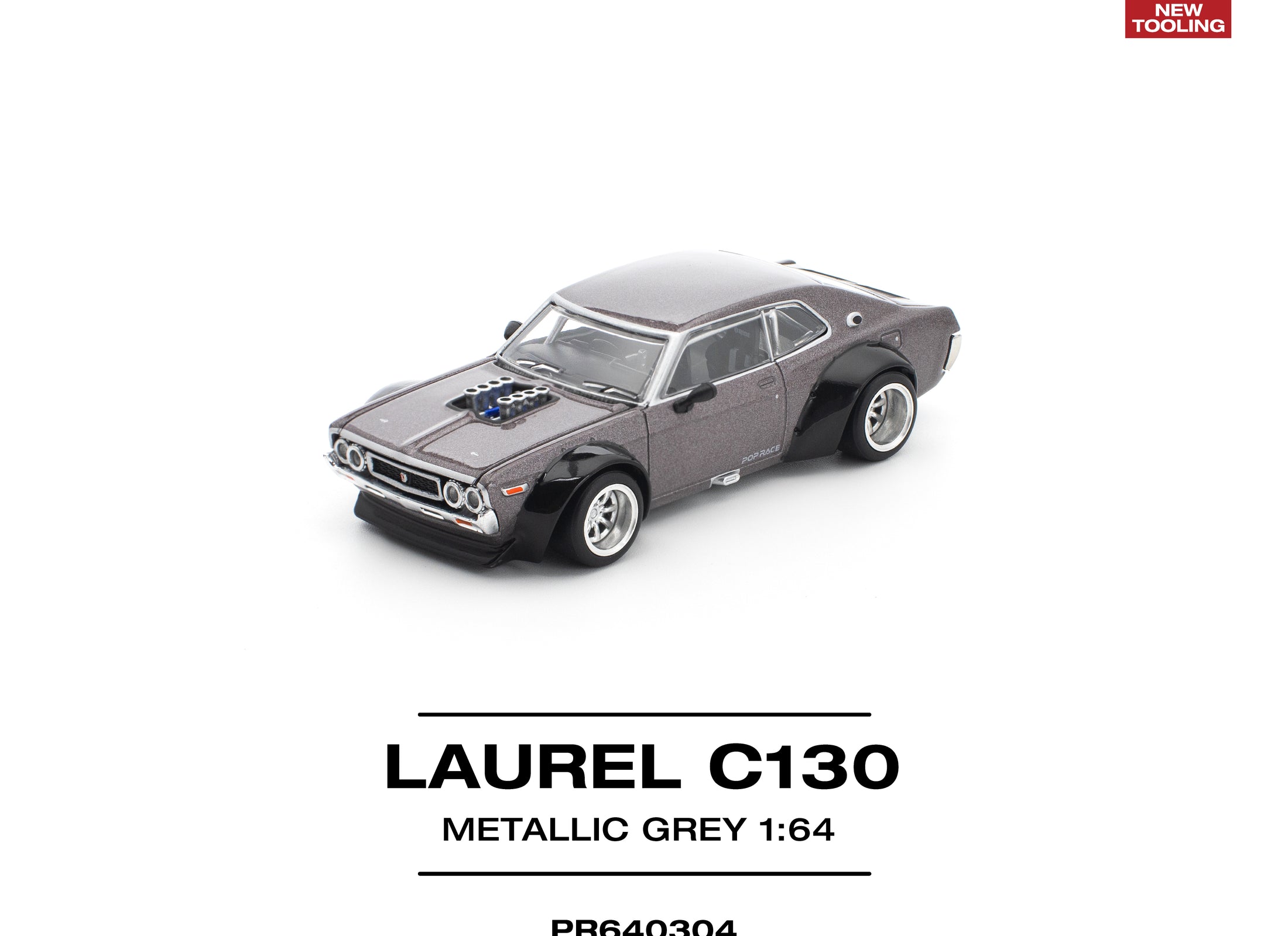 (Pre-order) POPRACE 1/64 LAUREL C130 METALLIC GREY (NEW TOOLING) Diecast Model