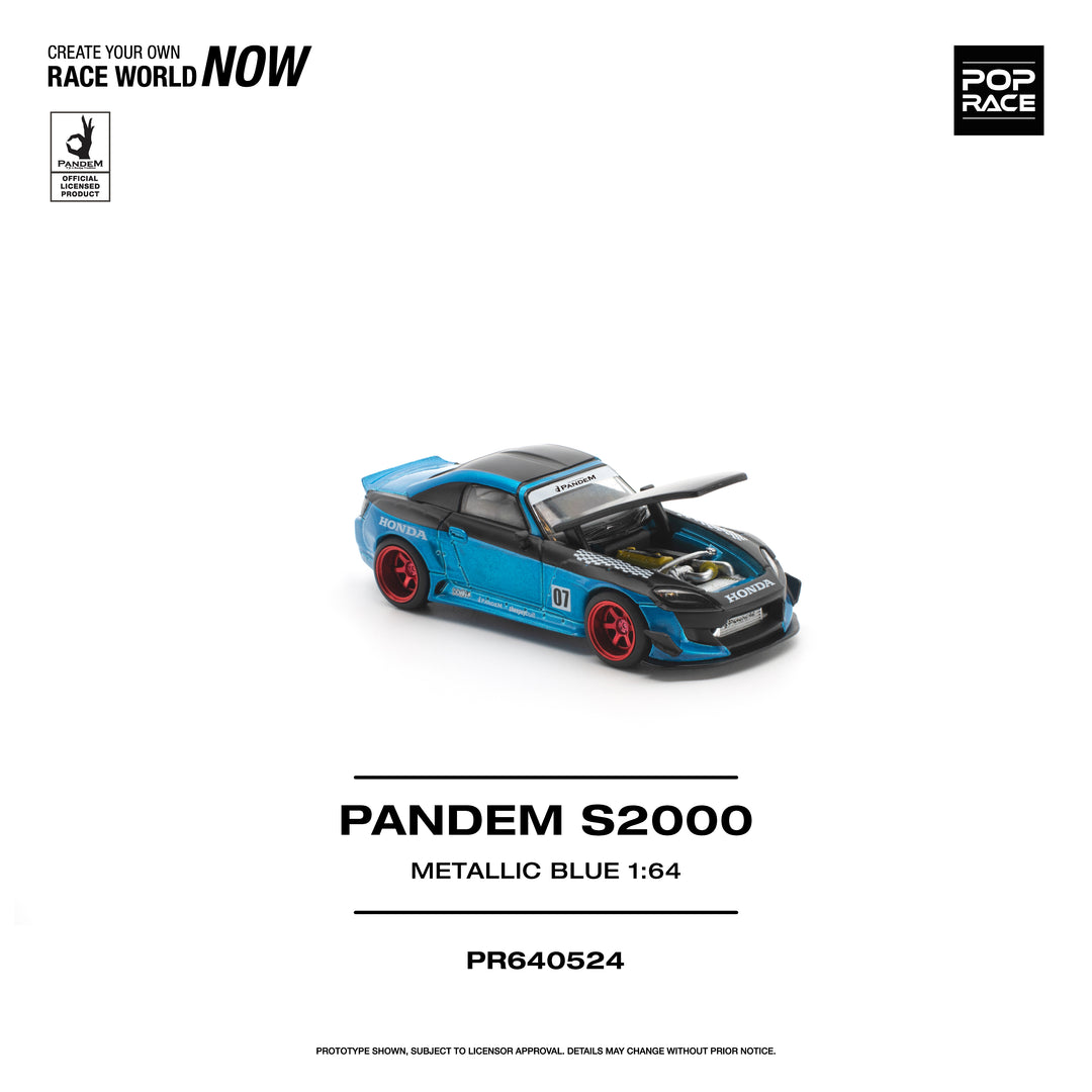 (Pre-order) POP RACE 1/64 PANDEM S2000 METALLIC BLUE Diecast Model Car