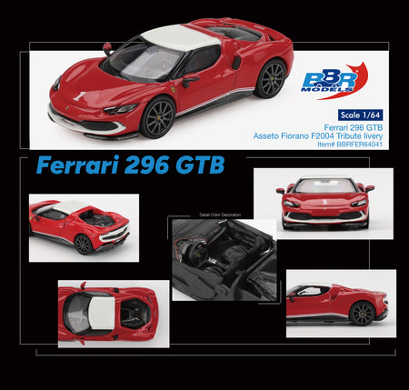(Pre-order) BBR 1/64 Ferrari 296 GTB Asseto Fiorano F2004 Tribute livery Model