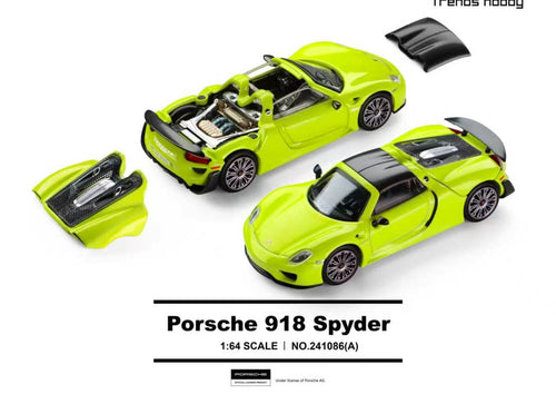 Load image into Gallery viewer, (Pre-order) Trends Hobby 1/64  Diecast Porsche 918 Spyder - Acid Green Model Car
