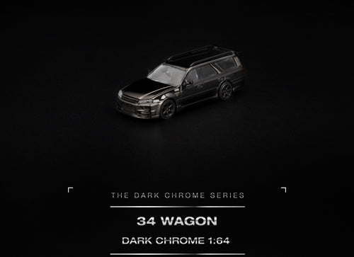 Load image into Gallery viewer, (Pre-order) POP RACE R34 WAGON DARK CHROME Opening Front Detailed Engine PRDC018
