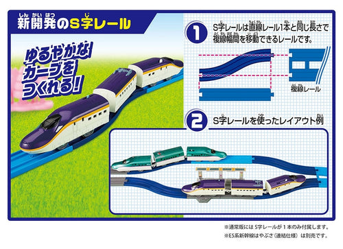 Load image into Gallery viewer, Takara Tomy Plarail Series E8 `Tsubasa` &amp; Tomica Arch Railroad Crossing Set

