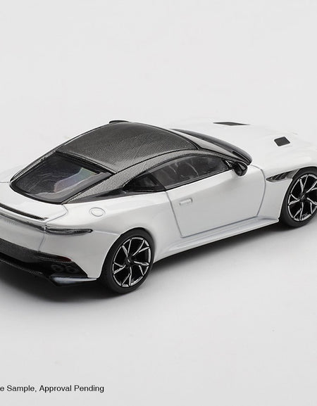 MINI GT #1225 Aston Martin DBS Stratus White RHD Diecast Model Car