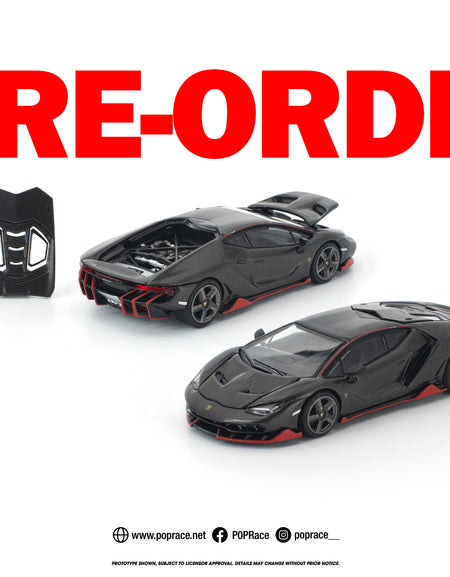 (Pre-order) POPRACE 1/64 LAMBORGHINI CENTENARIO CARBON/RED #PR640436 Model Car