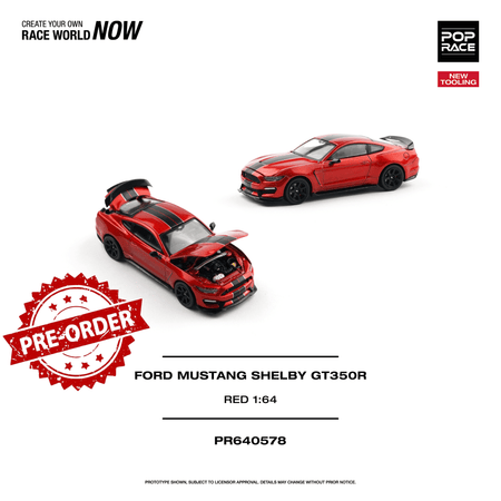 (Pre-order) POPRACE 1/64 - FORD MUSTANG SHELBY GT350R Diecast Model Car